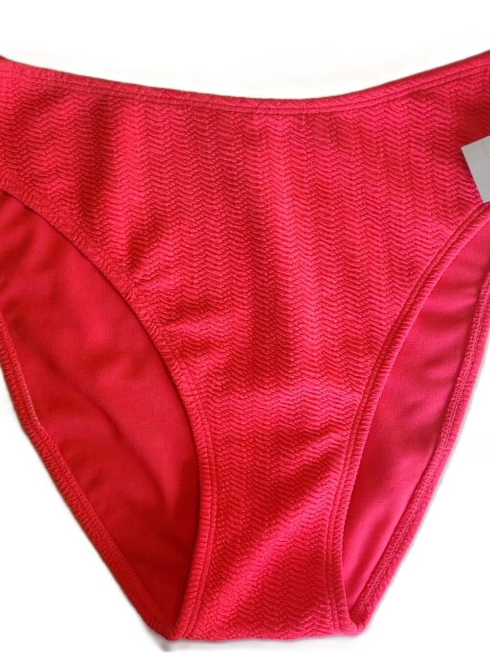 No Boundaries Bikini Bottom Coral Flame Crinkle Herringbone High Leg